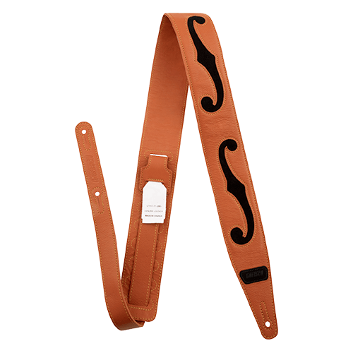 Gretsch Orange/Black Leather F Hole Strap